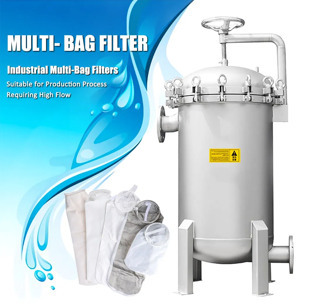 Industrial Stainless Steel Water Filter Housing Flash Open Multi Bag Filter Housing